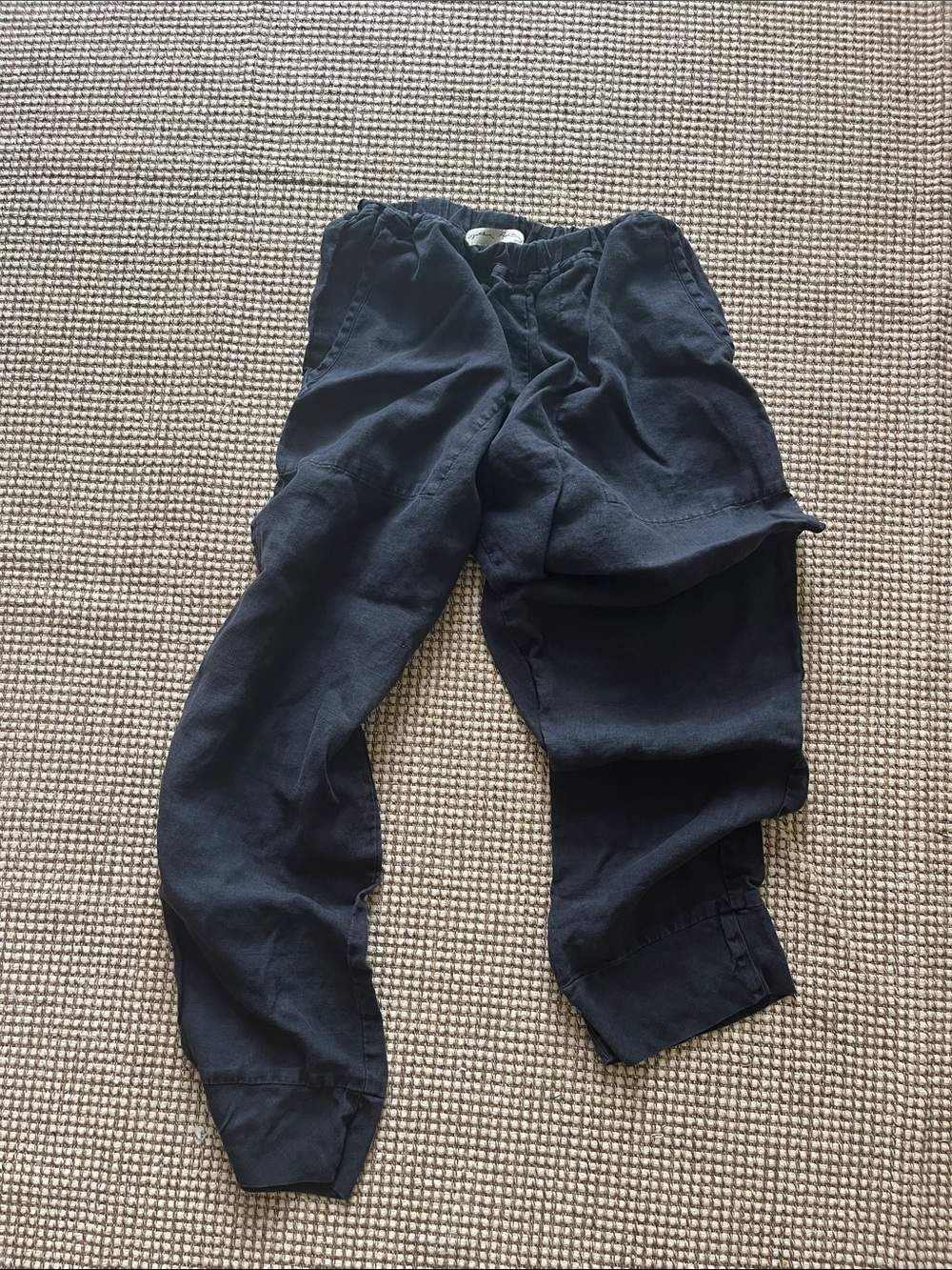 Womens Black Casual Jogger Pants - Comfortable Everyday Wear. Linen. Designer